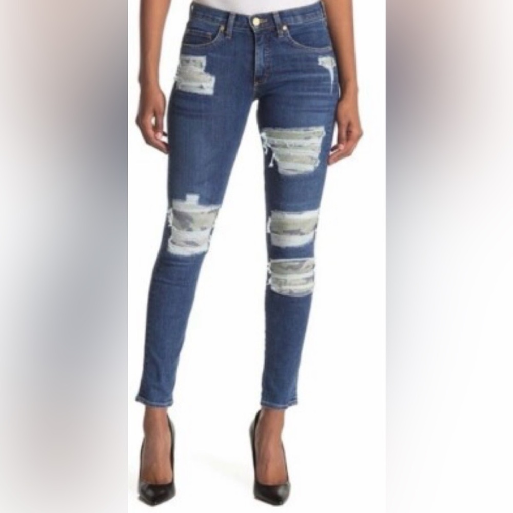 Ramy Brook dark blue distressed straight leg jeans